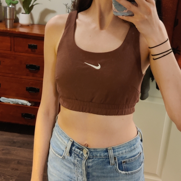 NWOT custom made brown Nike embroided bra top - Picture 2 of 10